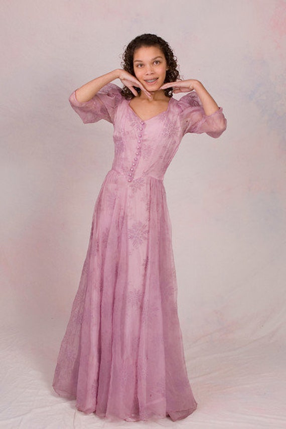 Vintage 1940's Princess Cut Purple 3/4 Sleeve Max… - image 3