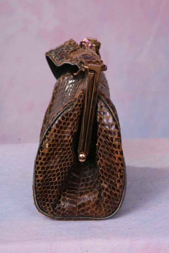 Vintage bag 1950's Authentic Python Snakeskin Sna… - image 6