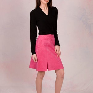 Vintage 1970's Mod Ultrasuede Hot Pink A-line Skort Size Small image 1