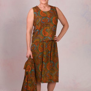 Vintage 1960 's 3 stuk Pailsey Boho outfit rok pak maat medium afbeelding 2