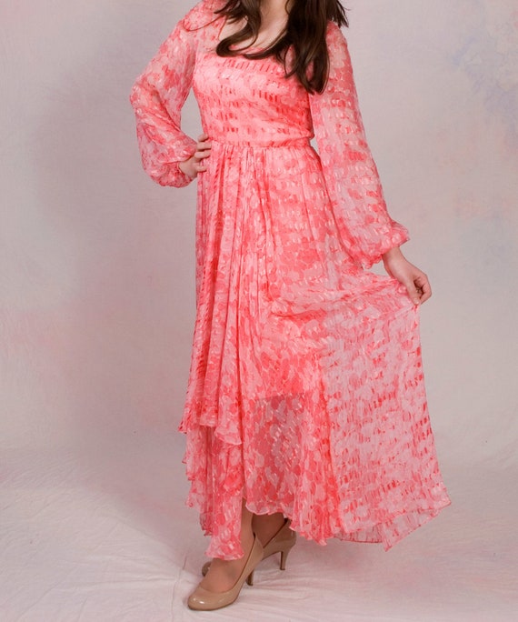 pink silk long sleeve dress