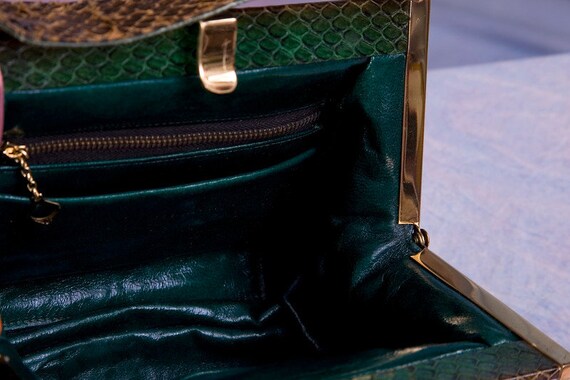Vintage bag 1950's Authentic Python Snakeskin Sna… - image 5