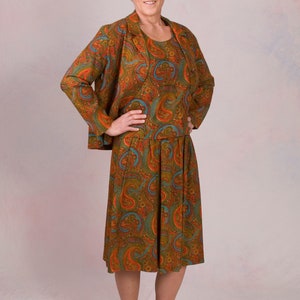Vintage 1960 's 3 stuk Pailsey Boho outfit rok pak maat medium afbeelding 5