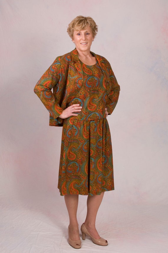 Vintage 1960's 3 Piece Pailsey Boho Outfit Skirt … - image 5
