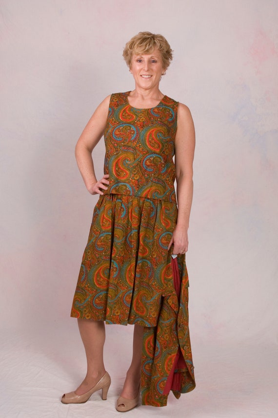 Vintage 1960's 3 Piece Pailsey Boho Outfit Skirt … - image 4