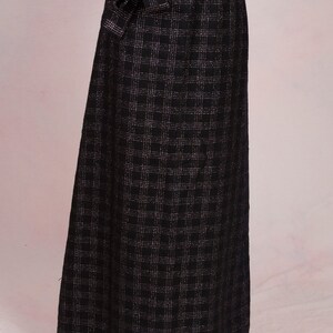 Vintage 1960's High Waist Deadstock Witchy Wool Iridescent Plaid Maxi Skirt w/ Matching Belt Size Small image 5