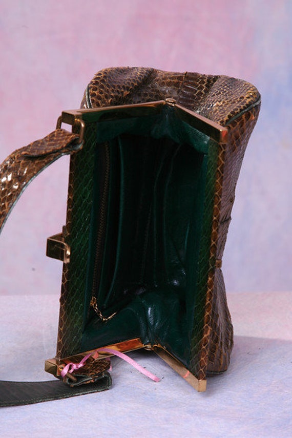 Vintage bag 1950's Authentic Python Snakeskin Sna… - image 2