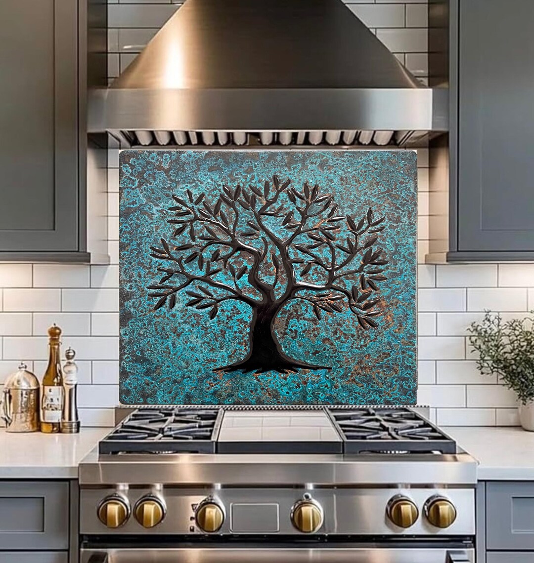 Unique Olive Tree of Life, Rustic Kitchen Backsplash Tile - Etsy