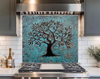 Unique Olive Tree of Life, Rustic Kitchen Backsplash Tile - Etsy