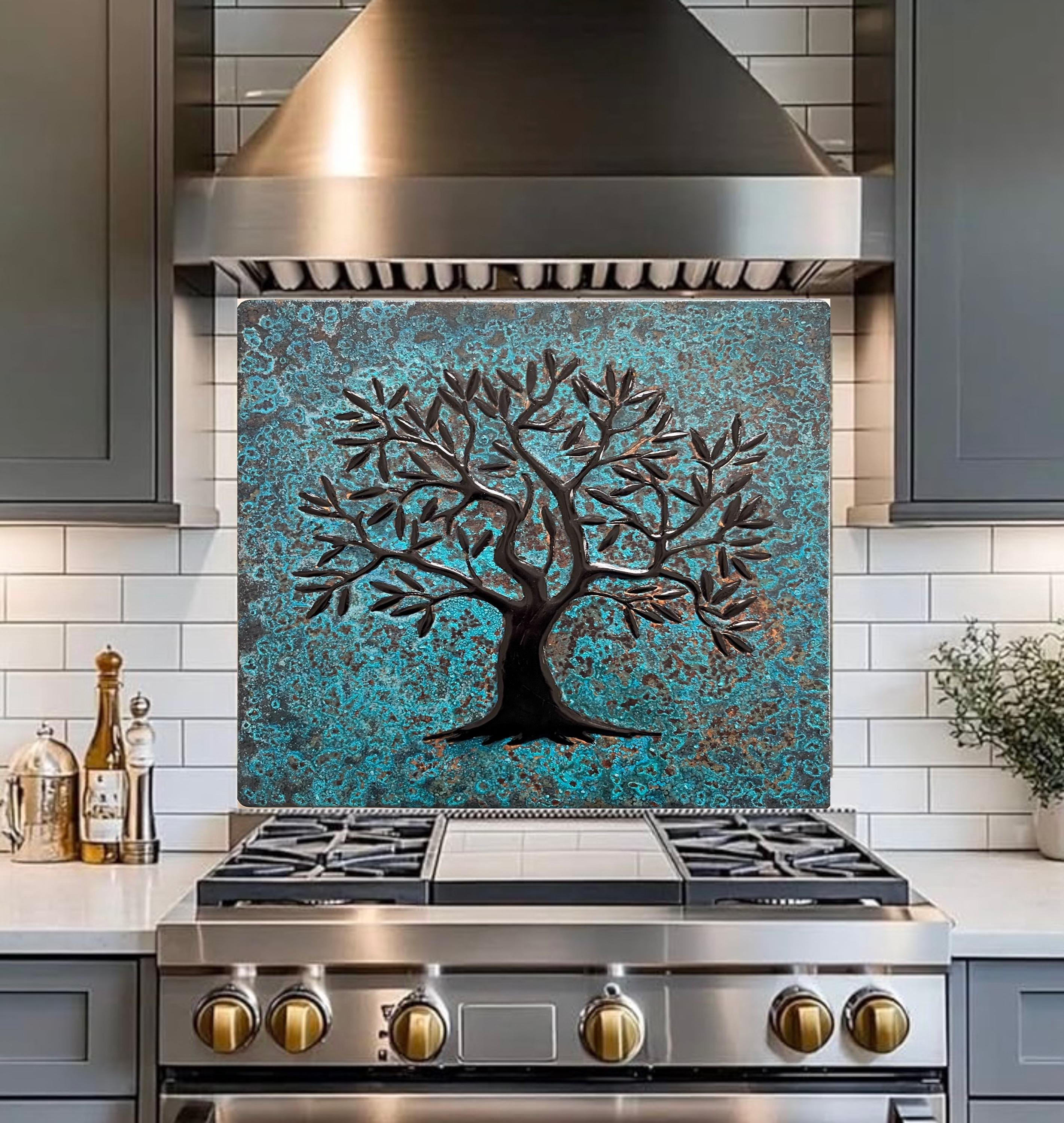 Unique Olive Tree of Life, Rustic Kitchen Backsplash Tile - Etsy