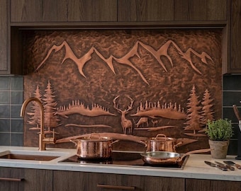 Deer Mountain Forest wandpaneel, rustiek kacheldecor