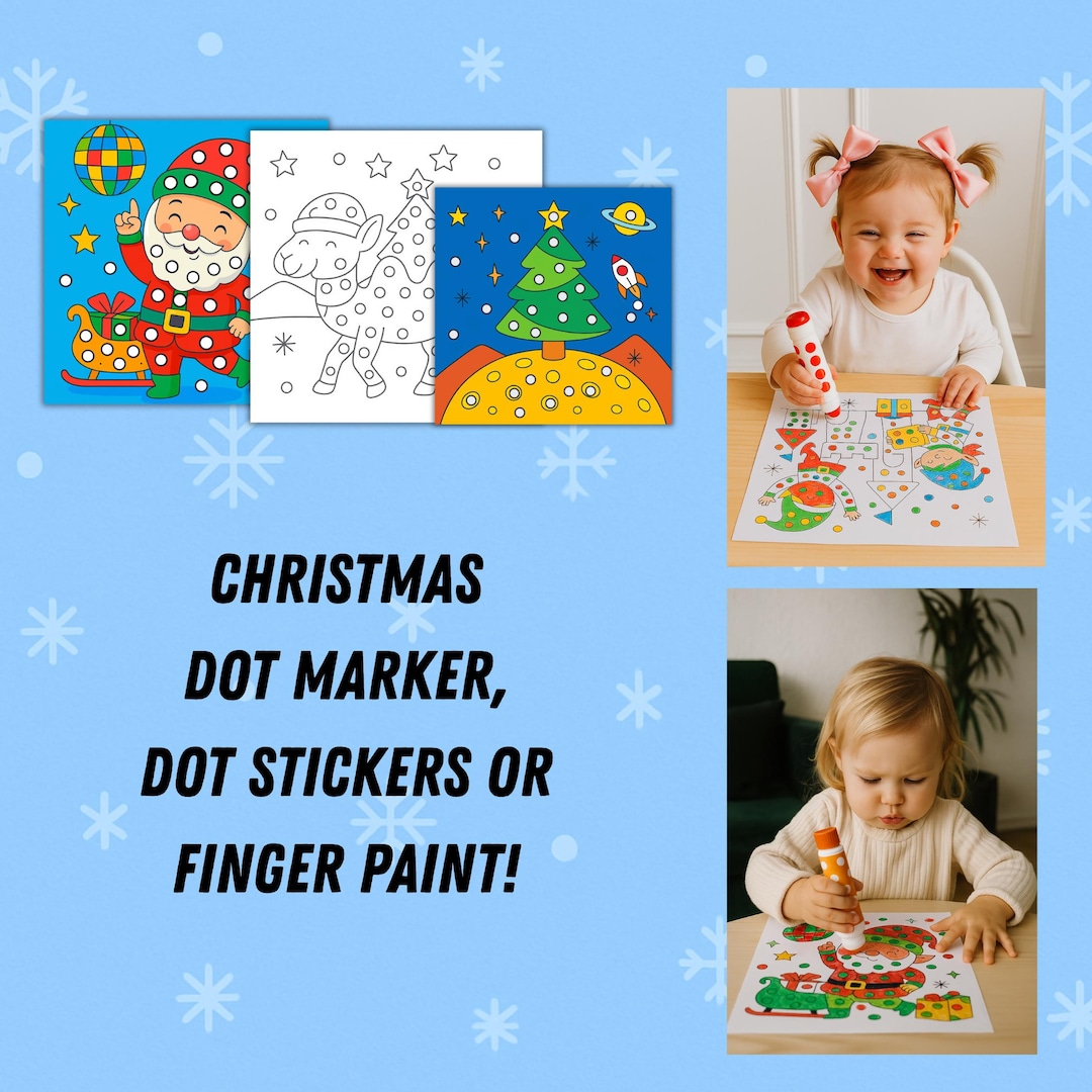 Christmas Dot Marker Coloring Book – 20 Pages Holiday Activity for Kids ...