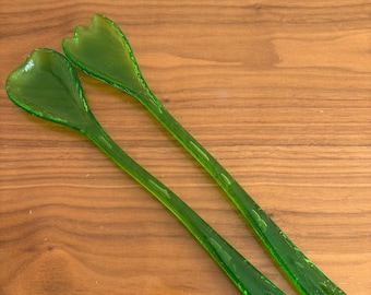 Vintage groene hars serveerbestek | Mid-century modern | jaren 90