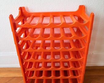 Vintage Orange Plastic Wine Rack | Modular Stackable | Space Age | 1970s | **PRICE PER PIECE**