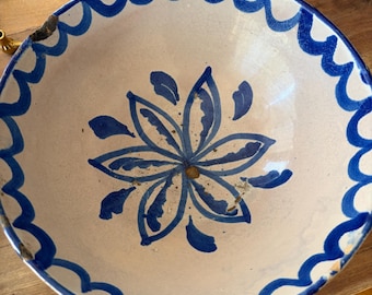 Vintage keramische kom van Fajalauza Lebrillo | Handbeschilderd | Spaans | Granada | jaren 1960
