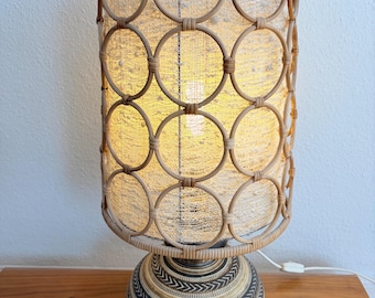 Mid-Century Modern rotan tafellamp | jaren 60