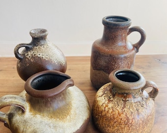 ヴィンテージのファットラバ陶器製花瓶4個セット｜西ドイツ製｜1970年代