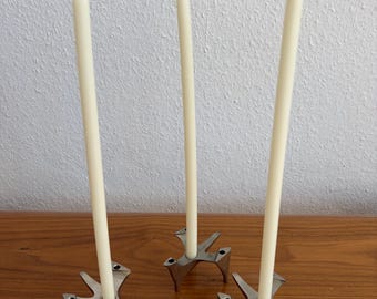 RARE ‘Vogelflug’ Chrome Candle Holders | Hammonia Motard | German | 1970s