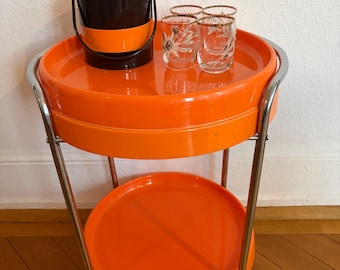 Vintage Orange Bar Cart | Mid Century Modern | Space Age | 1970s