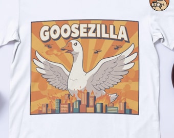 Goosezilla Tシャツデザイン | 面白い漫画のガチョウアート（デジタルダウンロード）