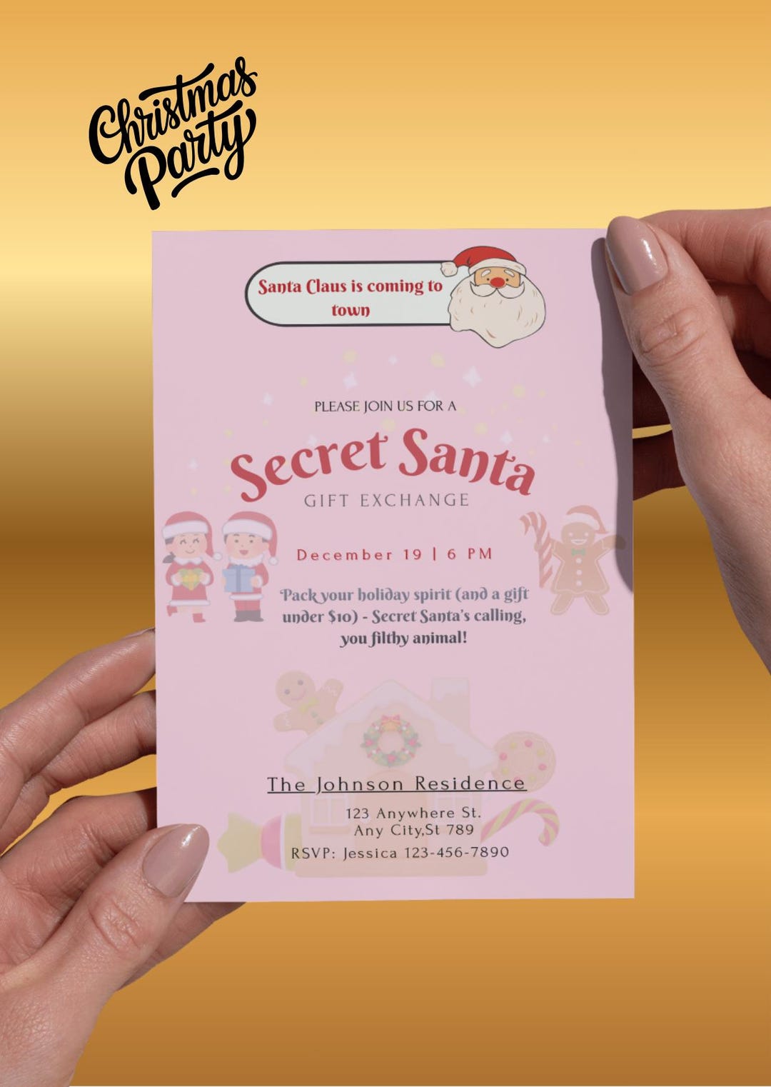 Editable Secret Santa Gift Exchange Invitation • Secret Santa Gift ...