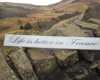 Life is better in at ... Vintage Shabby Chic Rustic Wooden Sign Handmade LARGE Personalised