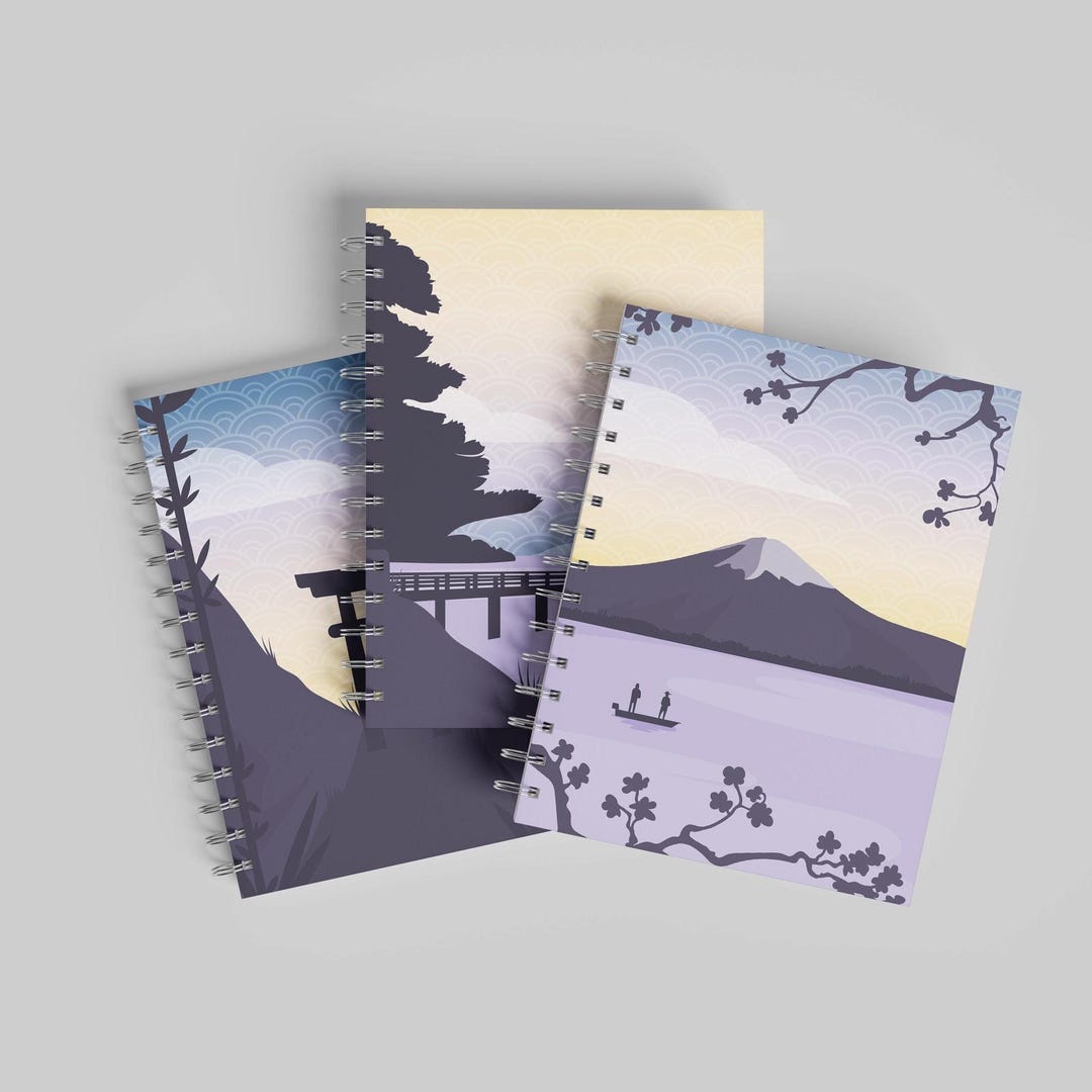 Japanese Style Spiral Notebook – Purple-inspired Journal, Ruled Pages ...