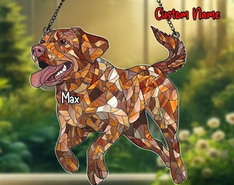 Personalized Labrador Acrylic Suncatcher, Chocolate Lab Window Hanging, Dog Mom Gift, Pet Memorial Gift, Custom Dog Lover Decor