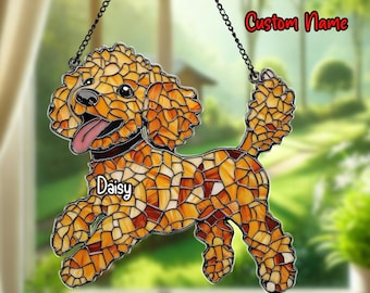Custom Poodle Acrylic Suncatcher Window Hanging, Stained Glass Style Dog Decor, Dog Mom Gift, Pet Memorial Gift, Poodle Lover Gift