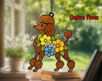 Personalized Poodle Acrylic Suncatcher Window Hanging, Stained Glass Dog Decor, Poodle Lover Gift, Dog Mom Gift, Custom Pet Memorial