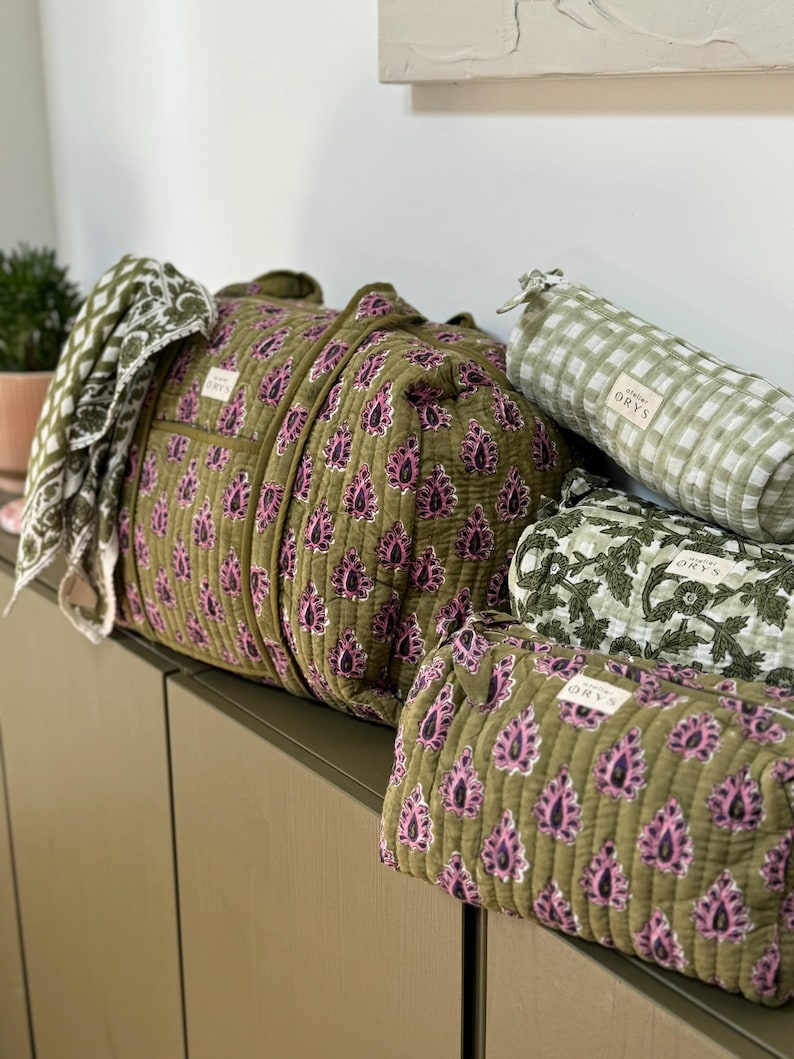 Sac à Main Bandoulière Femme Artisanal Indien - Noir Imprimé Floral Matelassé - Coton - Fait Main - Neuf Avec étiquettes