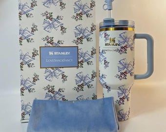 40oz Quilted Floral Tumbler with Box – Rosa Beaux Blue Insulated Stainless Steel Travel Cup H2.0