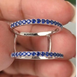 Slimme ringverbeteringsband compatibel met Oura-ring gen 3 en 4e blauwe saffier ringbeschermer gebogen stapelring jas jubileumcadeau voor