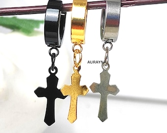 Set 3 Paia Orecchini LOLIAS – Cerchio Croce E Bottone, Placcato Oro 14K, Senza Nichel, Per Uomo E Donna