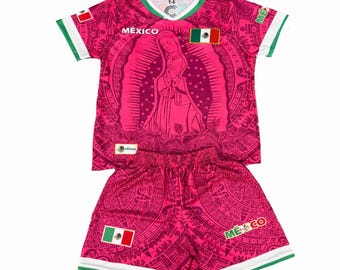 Mexico Virgencita Soccer Set for children Unisex Hot Pink
