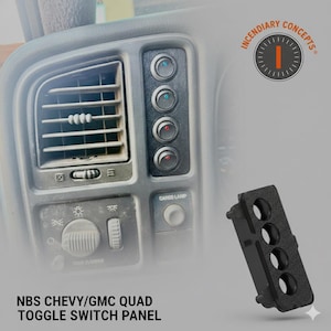 99-06 Chevy GMC Silverado Sierra Tahoe Yukon Quadruple- 20mm Round Toggle Switch Dash Panel GMT800