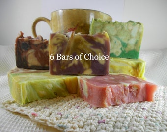 Six Goat Milk Soap Set: Clean Natural Skin Care Scented Spa Gift & Free Gift