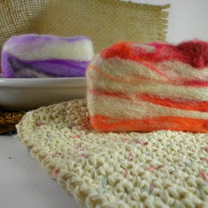 Felted Goat Milk Soap Bar Handmade Exfoliating Artisan Soap Self Care Merino Wool