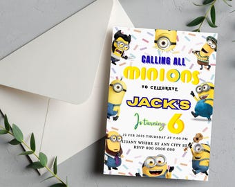 Minions Birthday Invitation Template | Editable Kids Party Invite (Digital Download)