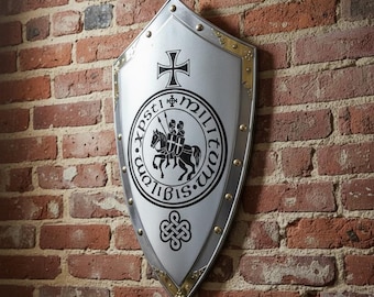 Medieval Crusader Knight Shield Knights Templar Style Wall Decor, Gothic Cross Armor Display, Medieval Home & Office Decor Halloween gift