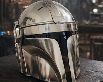 Mandalorian Beskar Steel Helmet Handmade Star Wars Cosplay Armor Custom Bounty Hunter Mask Adult Costume Prop Costume Mask Boba Fett Helmet
