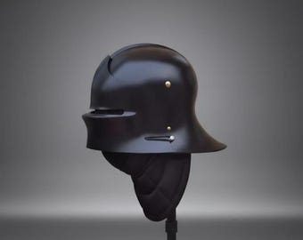 Medieval German Sallet Helmet Gothic Armor Replica LARP Helmet Cosplay Knight Helmet Steel Costume Armor Reenactment Helmet Gift for him