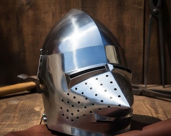 Hounskull Bascinet Helmet | Medieval Metal Armor with Visor | Knight Reenactment Display Piece Collectible Historical Armor LARP/Costume