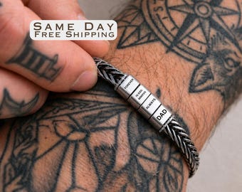 Personalized Gift For Father, Custom Stainless Steel  Bracelet for Men, Father’s Day Gift for Him Husband, Dad, Gift For Family, Keepsake