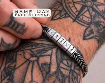 Mechanic Gifts, Personalized Stainless Steel Bracelet for Men, Auto Air Car Retirement Birthday Gift for Father Boyfriend, Christmas Gift