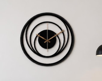 Reloj de pared moderno de metal, gran decoración silenciosa, construcción de acero, acabado mate.