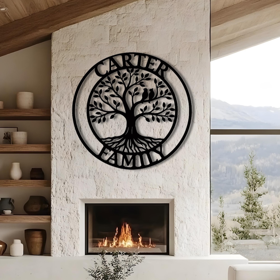 Custom Family Tree Metal Wall Art, Personalized Name Sign Decor - Etsy