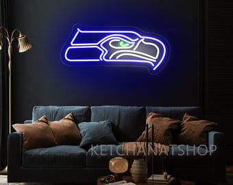 LED Seattle Seahawks Neon Sign, Sport Bar, Man Cave Game Room Decor, Gift for Football Fans