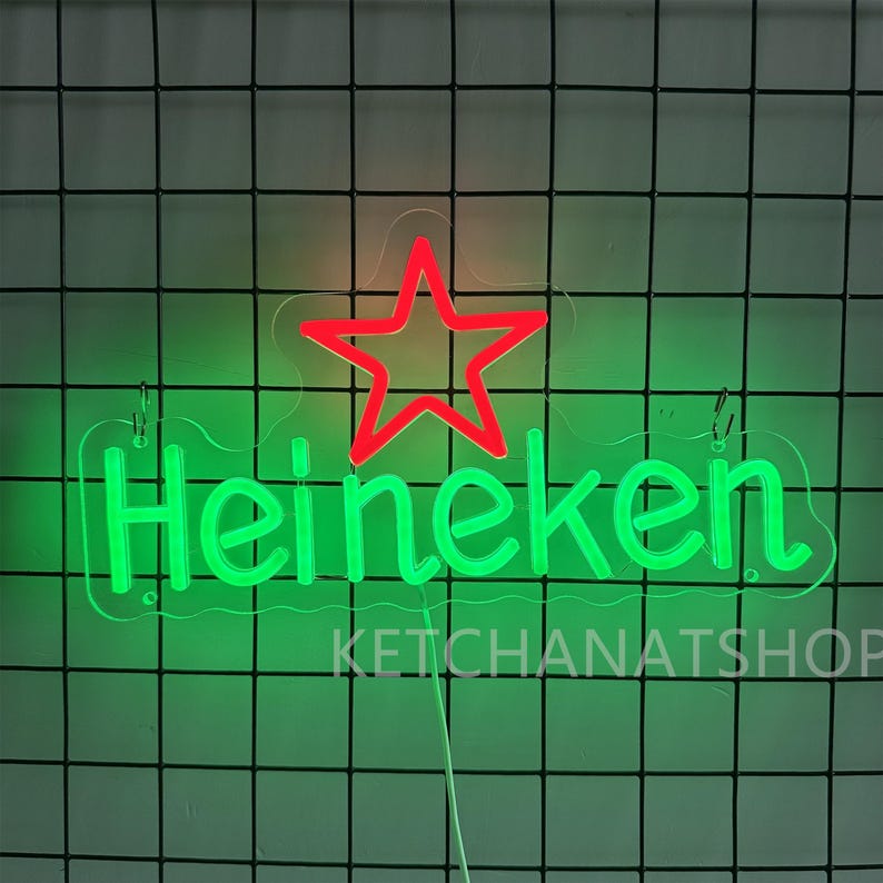 Led Heineken Beer Neon Sign, Bar Neon Light for Home Bar Neon Beer Sign Wall Decor Man Cave Shop Beer Club Pub Bistro,personalized gifts image 4
