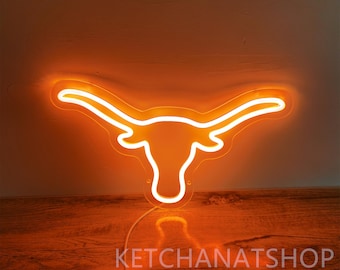 Texas Longhorn Neon Sign, Texas Wall Decor, Texas Longhorns Wall Art, Texas Gifts, Boyfriend Gifts, Personalized Gifts
